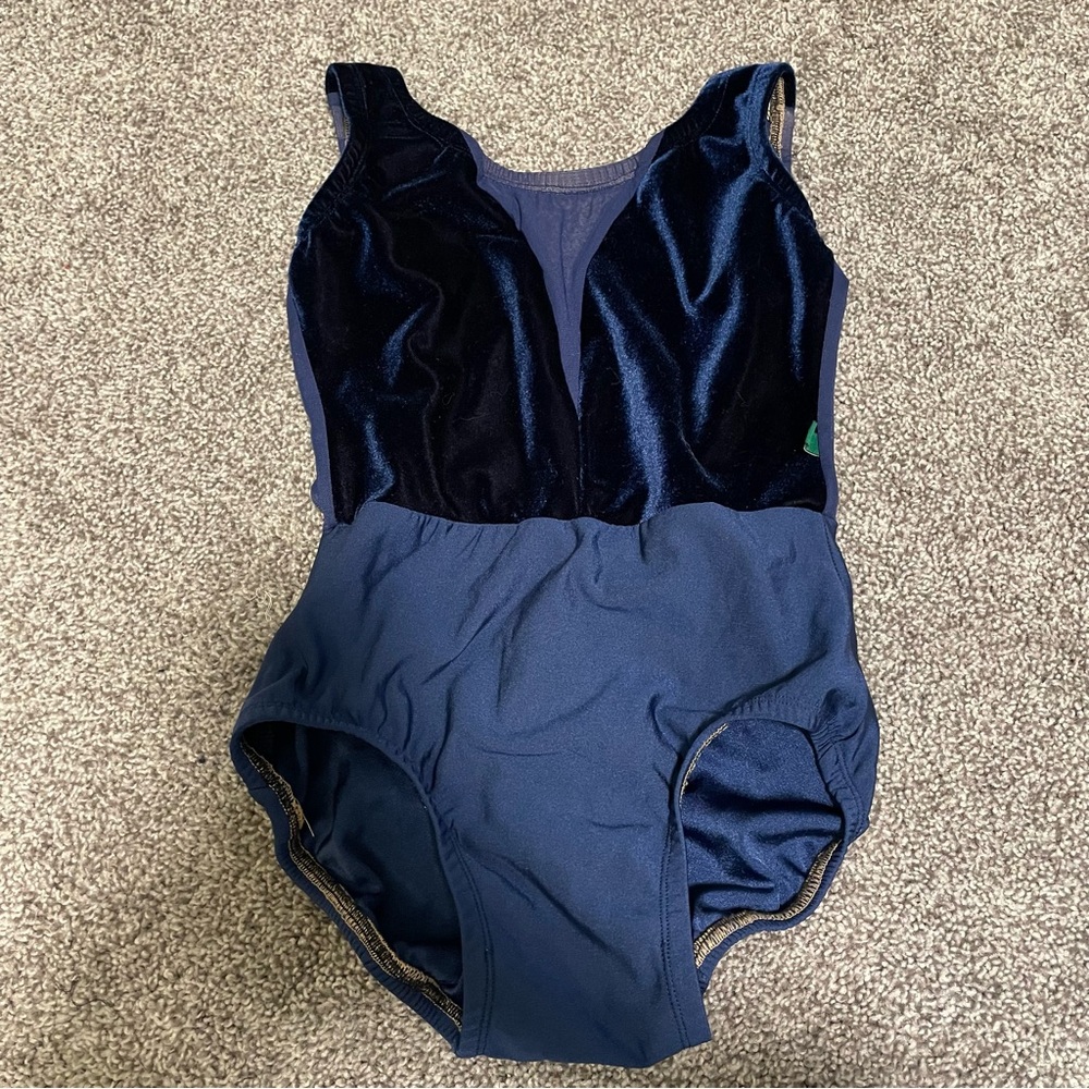 Lucky Leo Navy Velvet Leotard Size small
